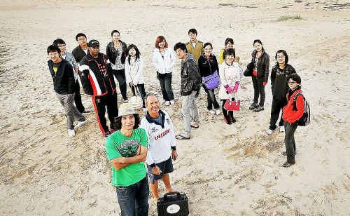 Students learn surf survival skills with CHCC lifeguard Sonny Tisdell. Students learn surf survival skills with CHCC lifeguard Sonny Tisdell.